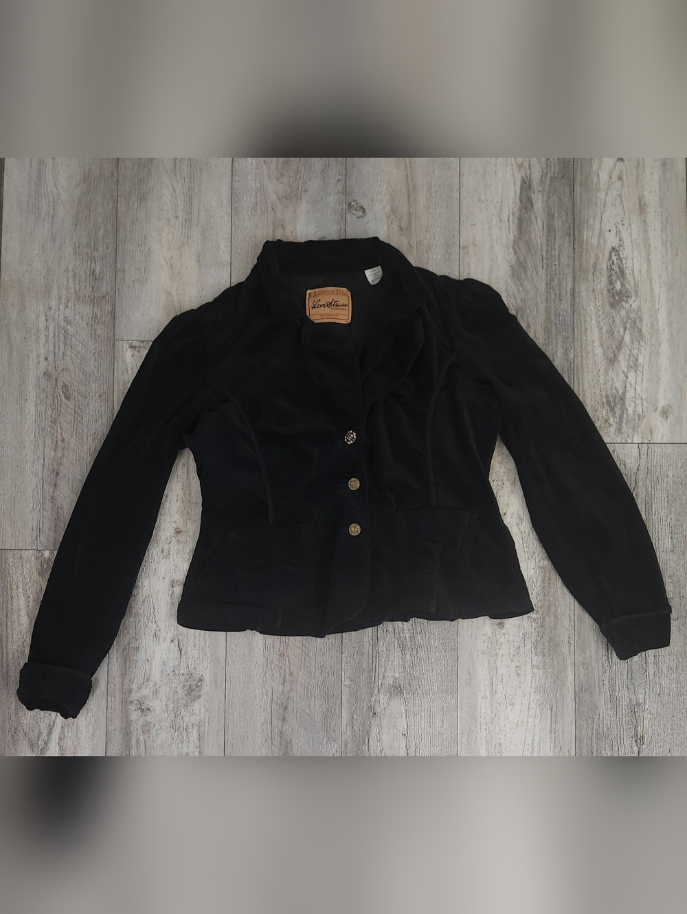 Levi's Black Velvet Button-Front Blazer - Picture 2 of 6